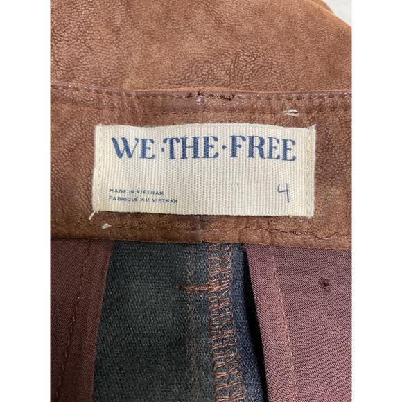 We The Free The Cool Kid Brown Polyurethane Suede Micro Shorts Size 4 - Picture 4 of 5